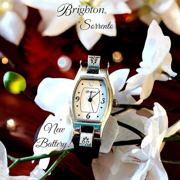 BRIGHTON Silver "Sorrento" Watch w/ Reversible Leather Strap JEWELRY TO LIVE IN! - Picture 1 of 12